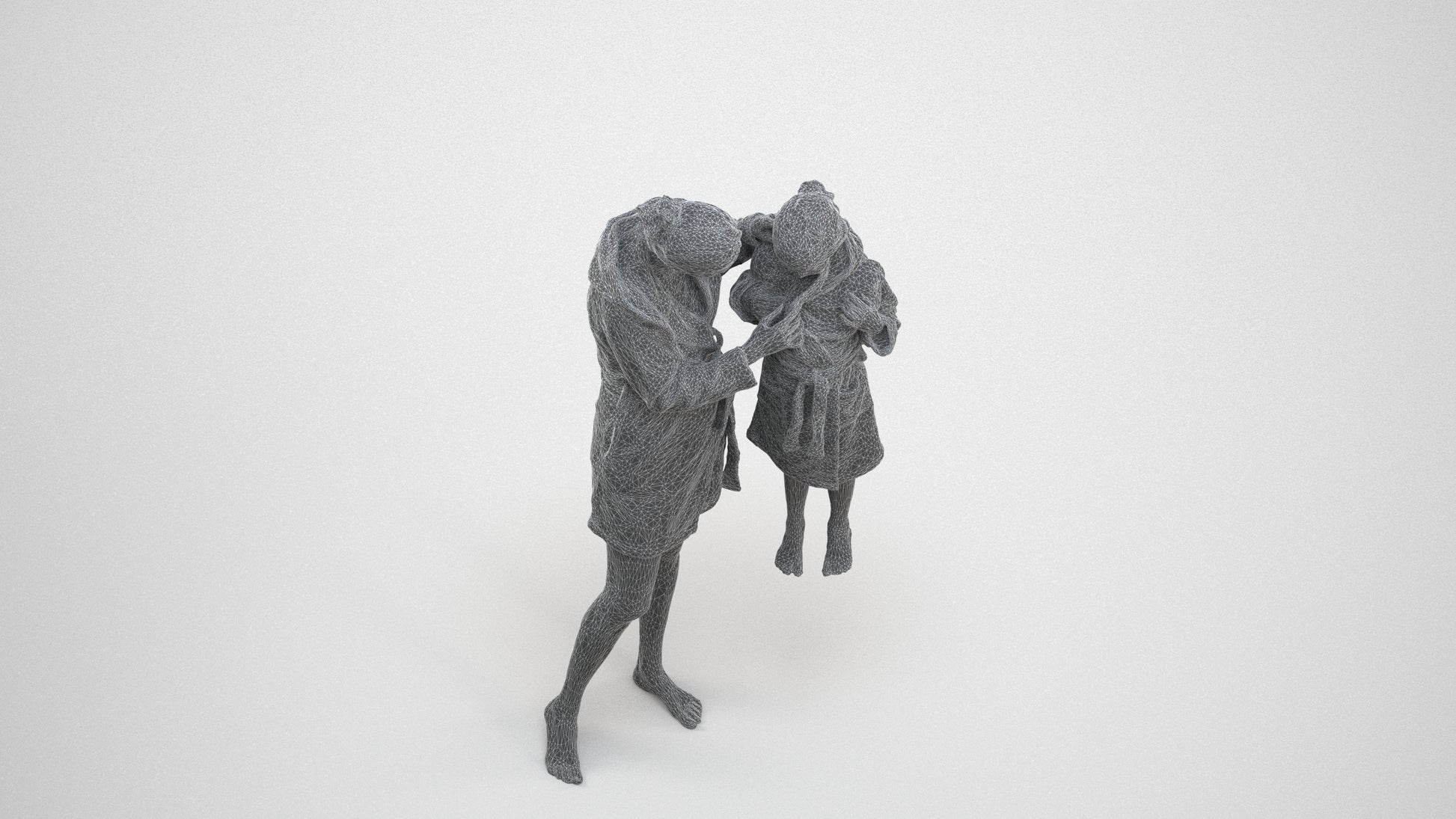 realistic 3D people girl casual kids, render-ready for V-Ray and Corona, FBX OBJ, wireframe three-quarter view