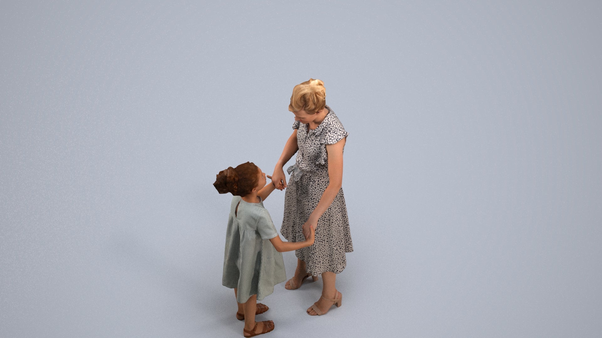 realistic 3D girl casual kids, scanned archviz people for Blender and 3ds Max, back view render