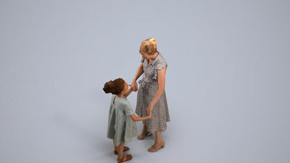 realistic 3D girl casual kids, scanned archviz people for Blender and 3ds Max, back view render