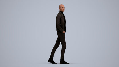 3D scanned man walking casual, photorealistic archviz people for Enscape and SketchUp, standing pose render