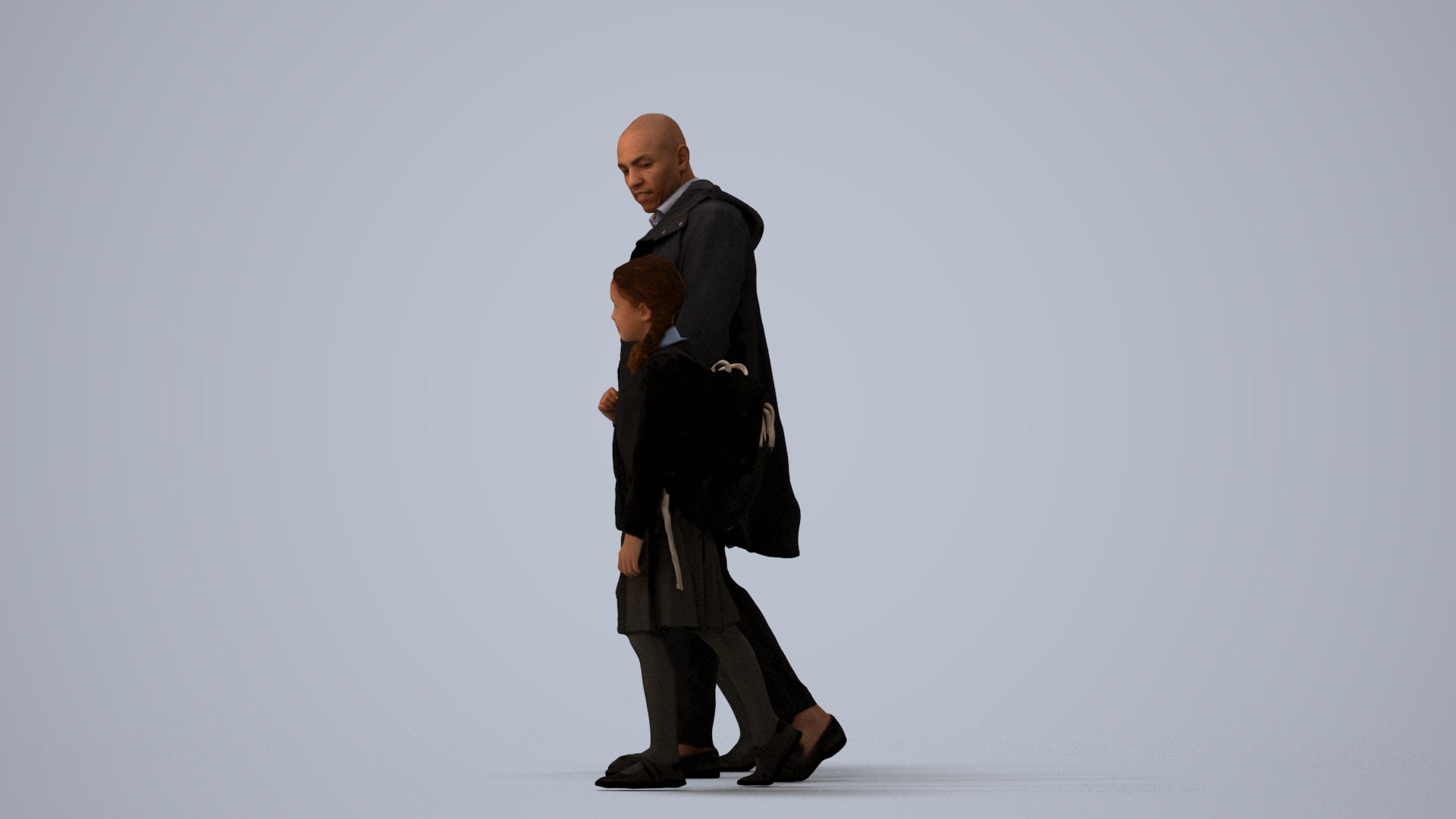 photogrammetry 3D girl kids, realistic human model archviz FBX, three-quarter view render