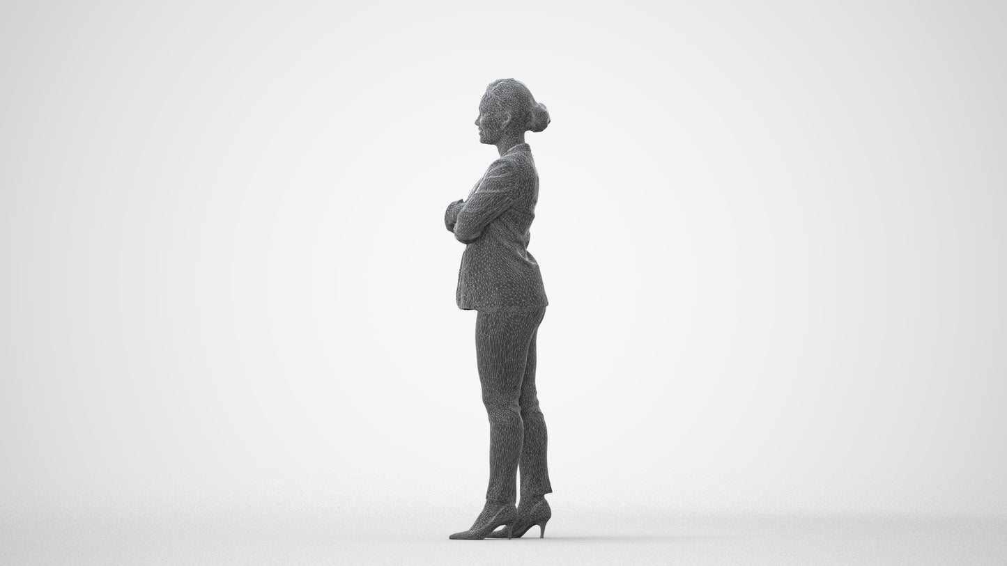 scanned 3D woman business standing, photogrammetry people for Enscape and V-Ray, square thumbnail