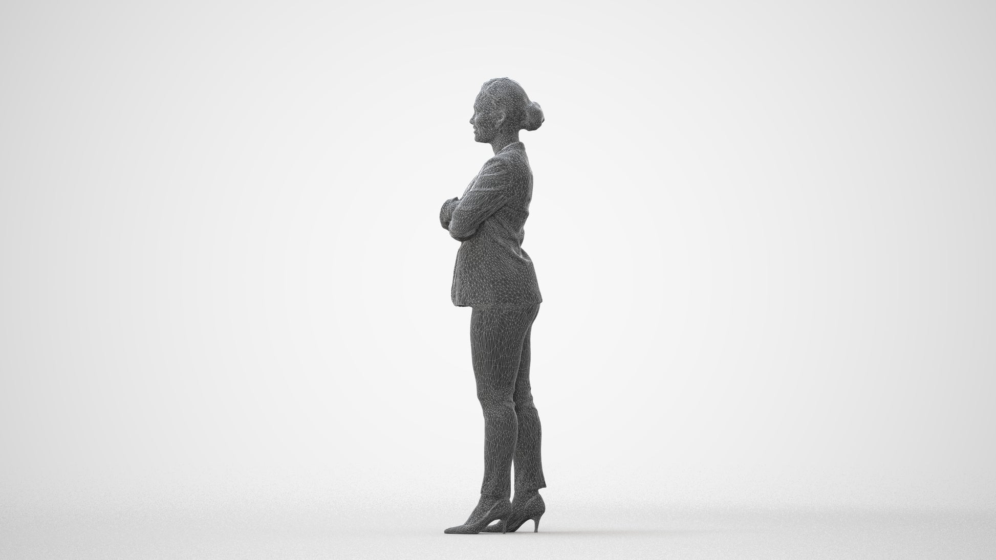 scanned 3D woman business standing, photogrammetry people for Enscape and V-Ray, square thumbnail