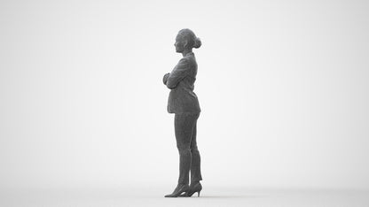 scanned 3D woman business standing, photogrammetry people for Enscape and V-Ray, square thumbnail