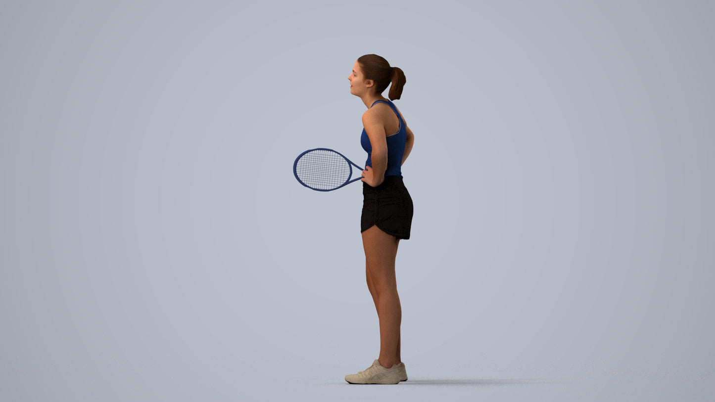realistic 3D girl sport, scanned archviz people for Blender and 3ds Max, three-quarter view render