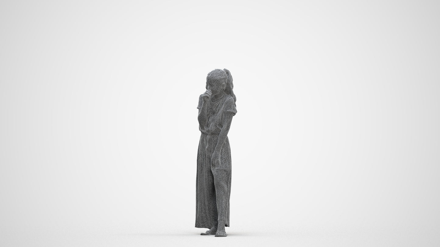 3D people model girl casual kids, scanned human for 3ds Max rendering, three-quarter front view render