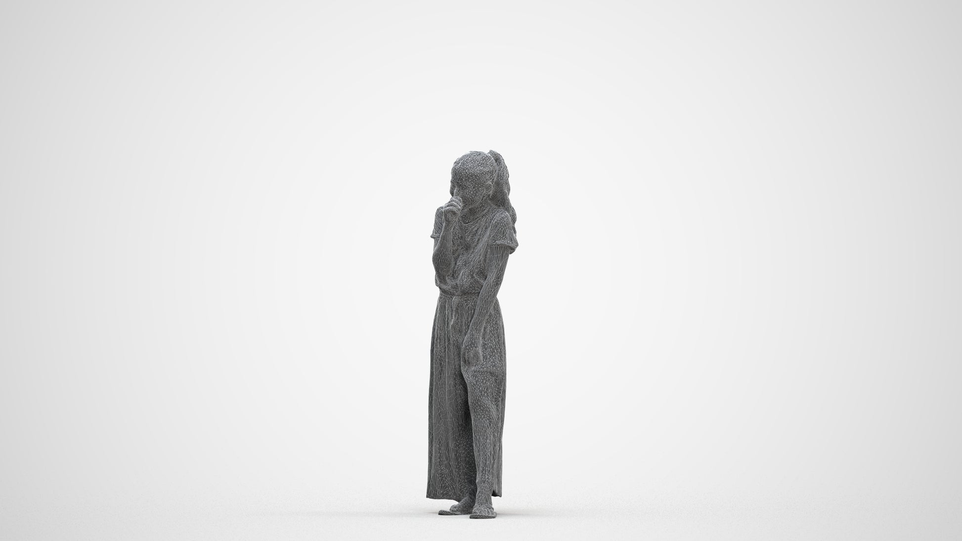 3D people model girl casual kids, scanned human for 3ds Max rendering, three-quarter front view render