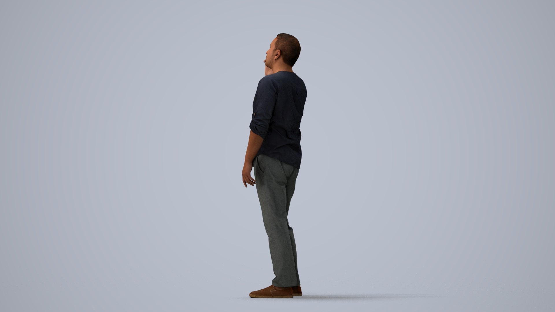 scanned 3D man casual standing, photogrammetry people for Enscape and V-Ray, three-quarter view render