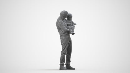 3D people model boy casual kids, scanned human for 3ds Max rendering, wireframe side view