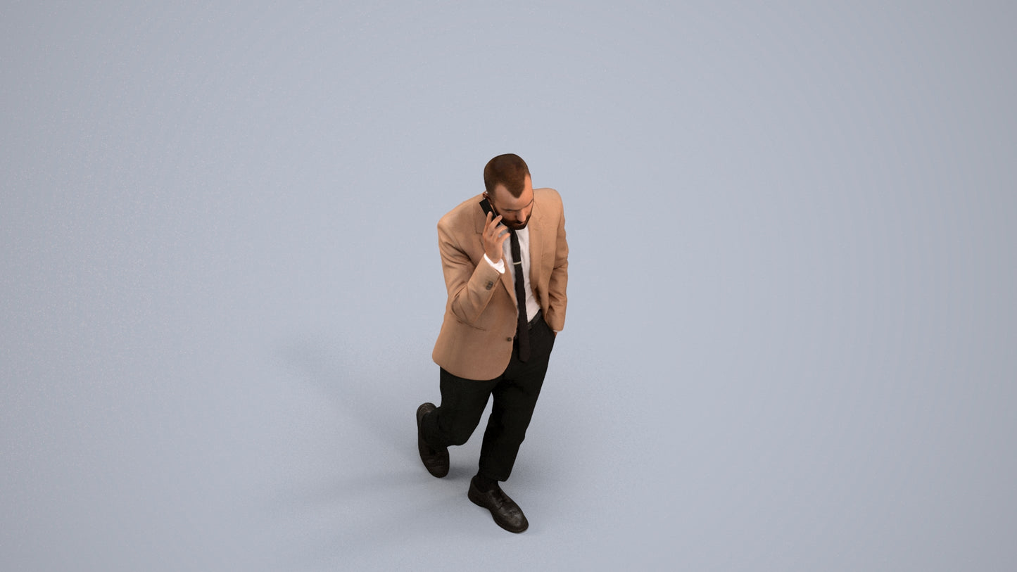 photogrammetry 3D man business, realistic human model archviz FBX, back view render