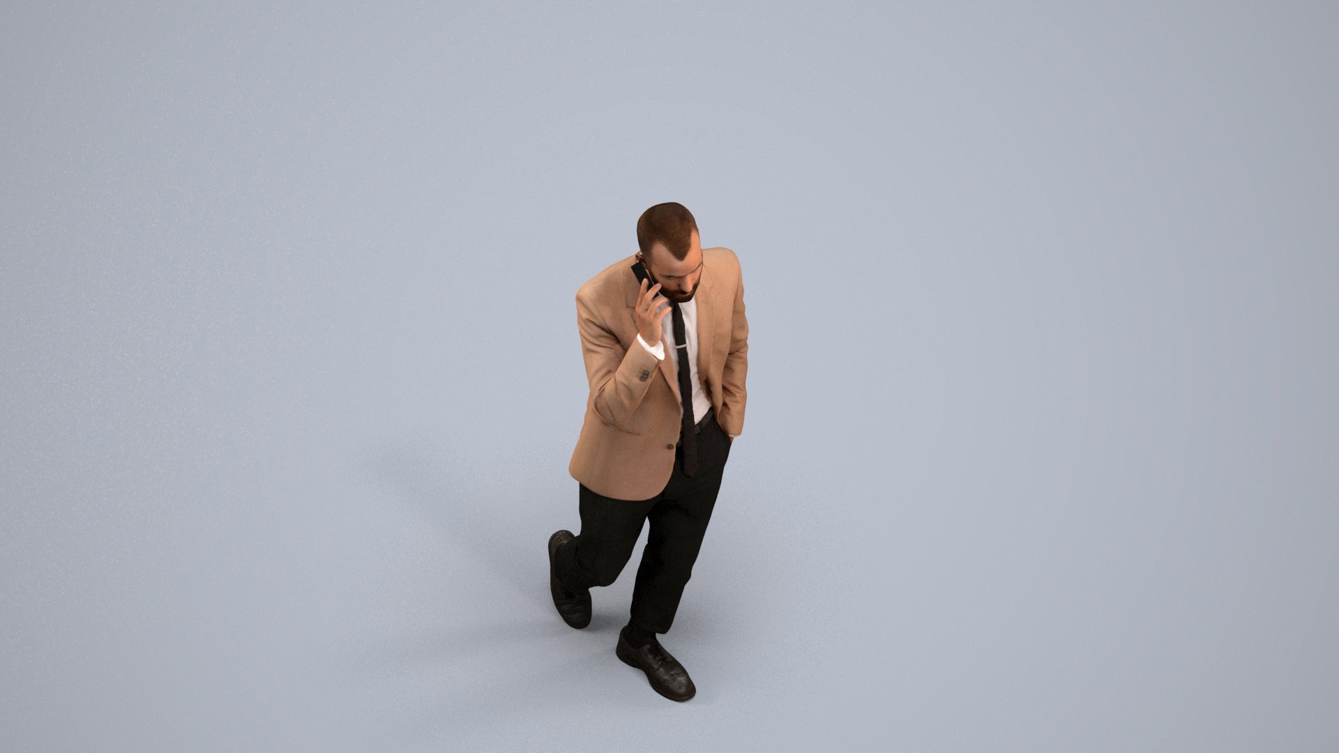 photogrammetry 3D man business, realistic human model archviz FBX, back view render