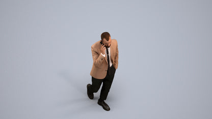 photogrammetry 3D man business, realistic human model archviz FBX, back view render