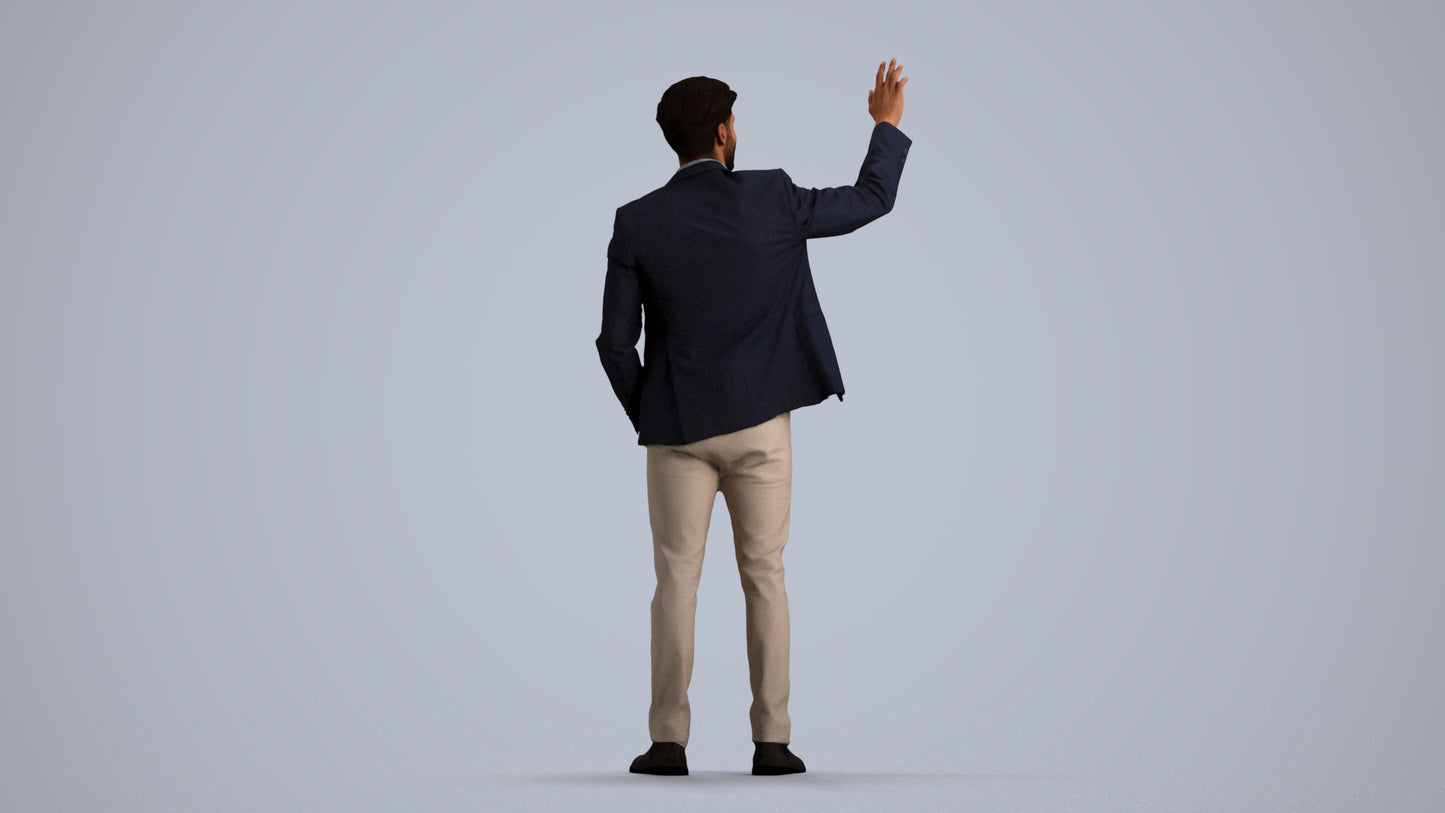 3D scanned man business, photorealistic archviz people for Enscape and SketchUp, front view render