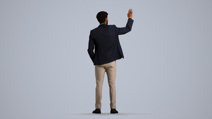 3D scanned man business, photorealistic archviz people for Enscape and SketchUp, front view render