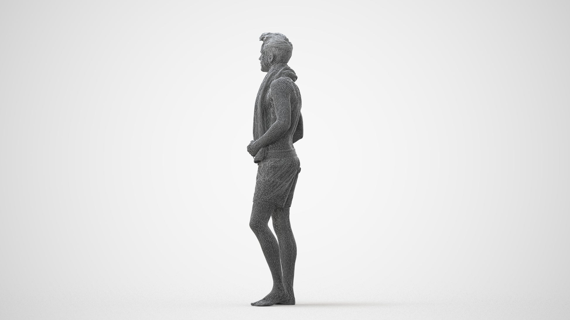 realistic 3D man sport pool, scanned archviz people for Blender and 3ds Max, square thumbnail