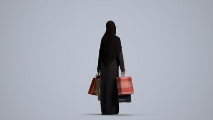 realistic 3D people woman casual shopping, render-ready for V-Ray and Corona, FBX OBJ, front view render