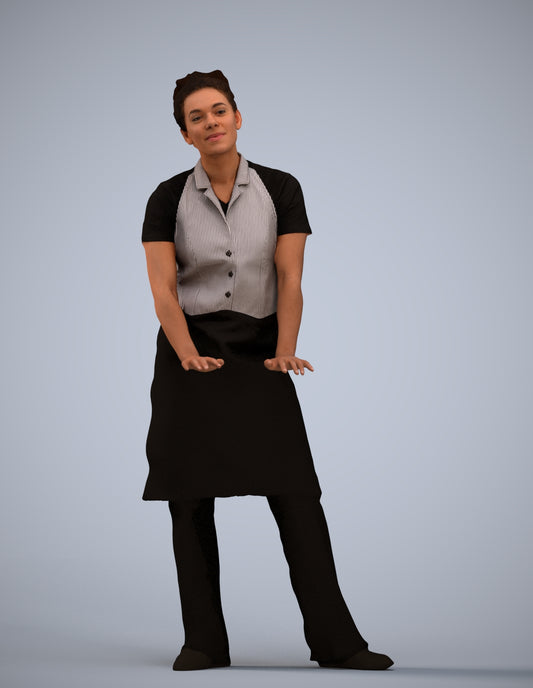 scanned 3D woman hospitality, photogrammetry people for Enscape and V-Ray