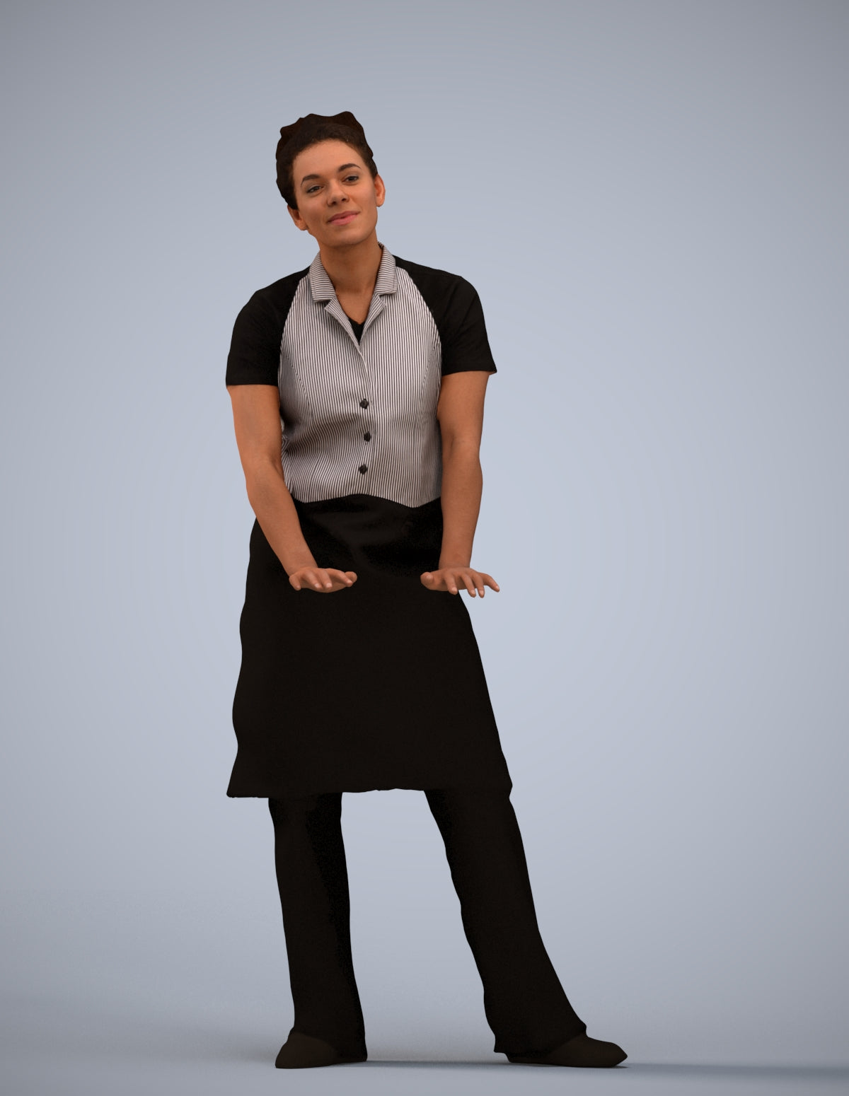 scanned 3D woman hospitality, photogrammetry people for Enscape and V-Ray