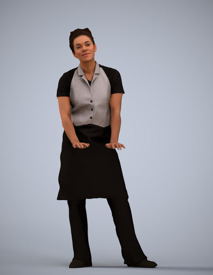 scanned 3D woman hospitality, photogrammetry people for Enscape and V-Ray