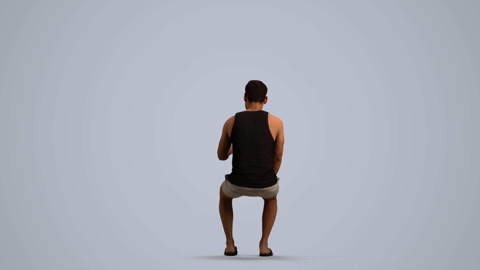 realistic 3D people man casual sitting, render-ready for V-Ray and Corona, FBX OBJ, front view render