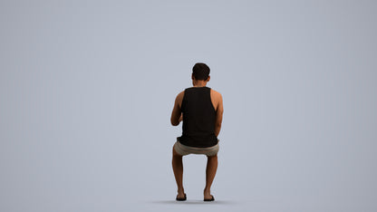 realistic 3D people man casual sitting, render-ready for V-Ray and Corona, FBX OBJ, front view render