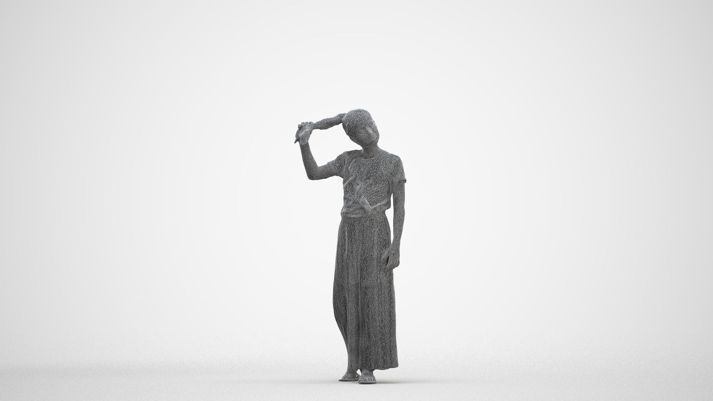 scanned 3D woman casual kids, photogrammetry people for Enscape and V-Ray, three-quarter front view render