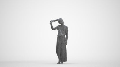 scanned 3D woman casual kids, photogrammetry people for Enscape and V-Ray, three-quarter front view render