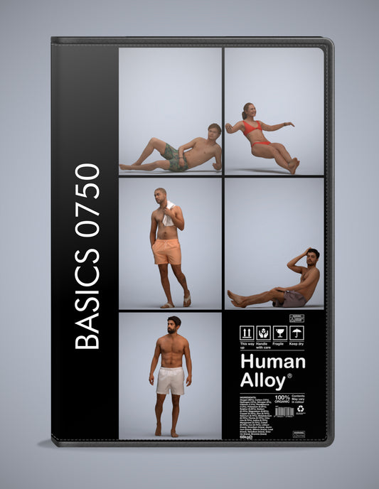 scanned 3D people pool collection, 5 photogrammetry models for Enscape and V-Ray