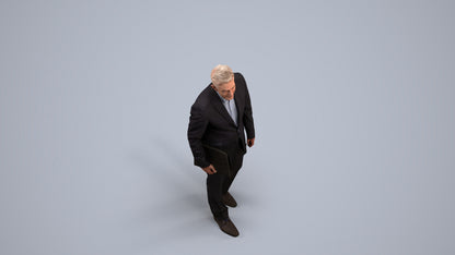 realistic 3D senior man business, scanned archviz people for Blender and 3ds Max, back view render