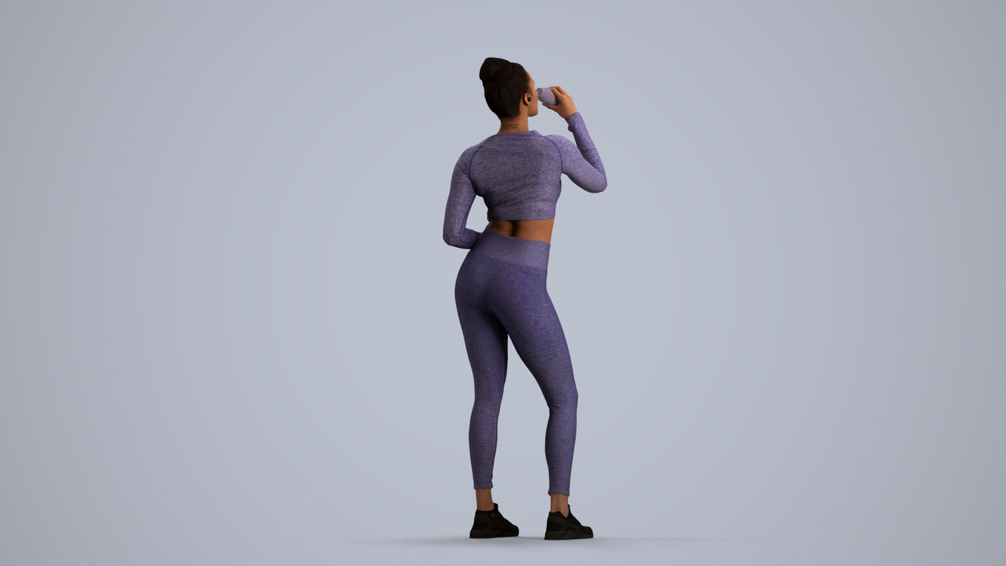 realistic 3D woman sport, scanned archviz people for Blender and 3ds Max, front view render