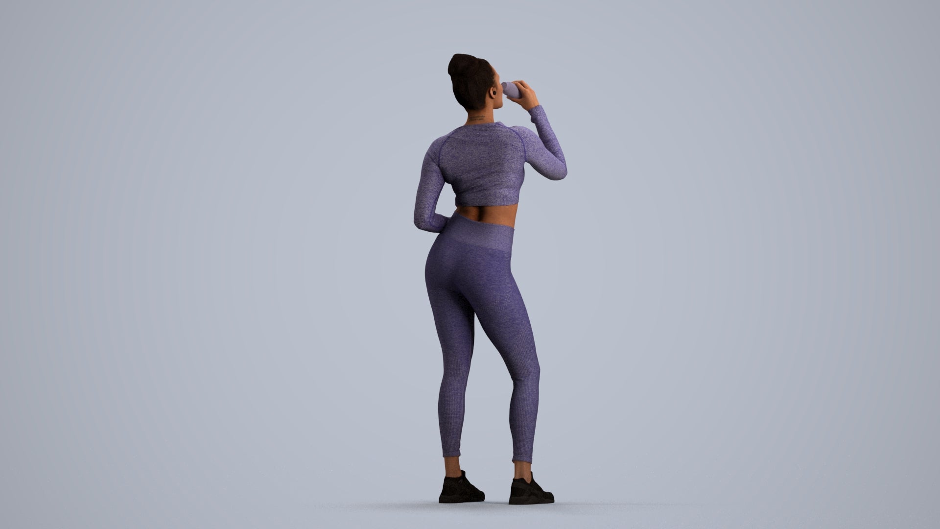 realistic 3D woman sport, scanned archviz people for Blender and 3ds Max, front view render