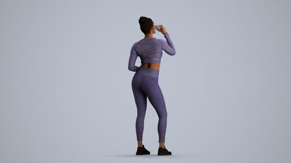 realistic 3D woman sport, scanned archviz people for Blender and 3ds Max, front view render