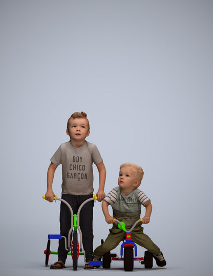 realistic 3D boy casual kids, scanned archviz people for Blender and 3ds Max