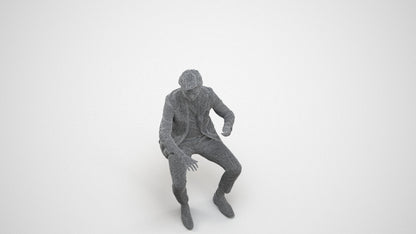 3D scanned man business, photorealistic archviz people for Enscape and SketchUp, wireframe three-quarter view