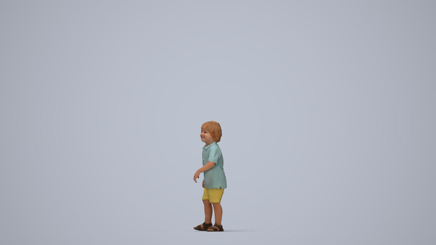scanned 3D boy casual kids, photogrammetry people for Enscape and V-Ray, top-down view render
