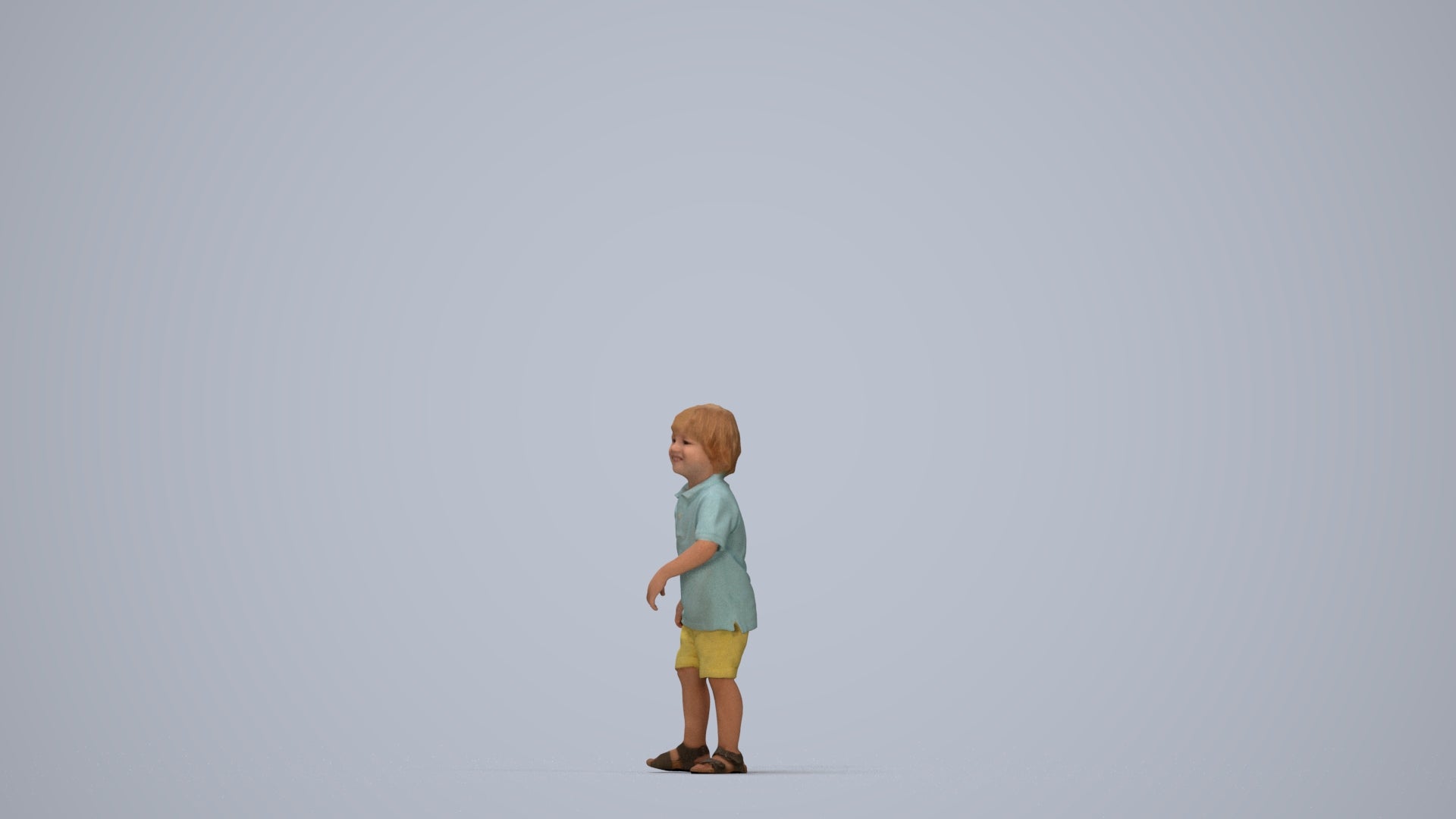 scanned 3D boy casual kids, photogrammetry people for Enscape and V-Ray, top-down view render