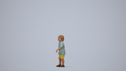 scanned 3D boy casual kids, photogrammetry people for Enscape and V-Ray, top-down view render
