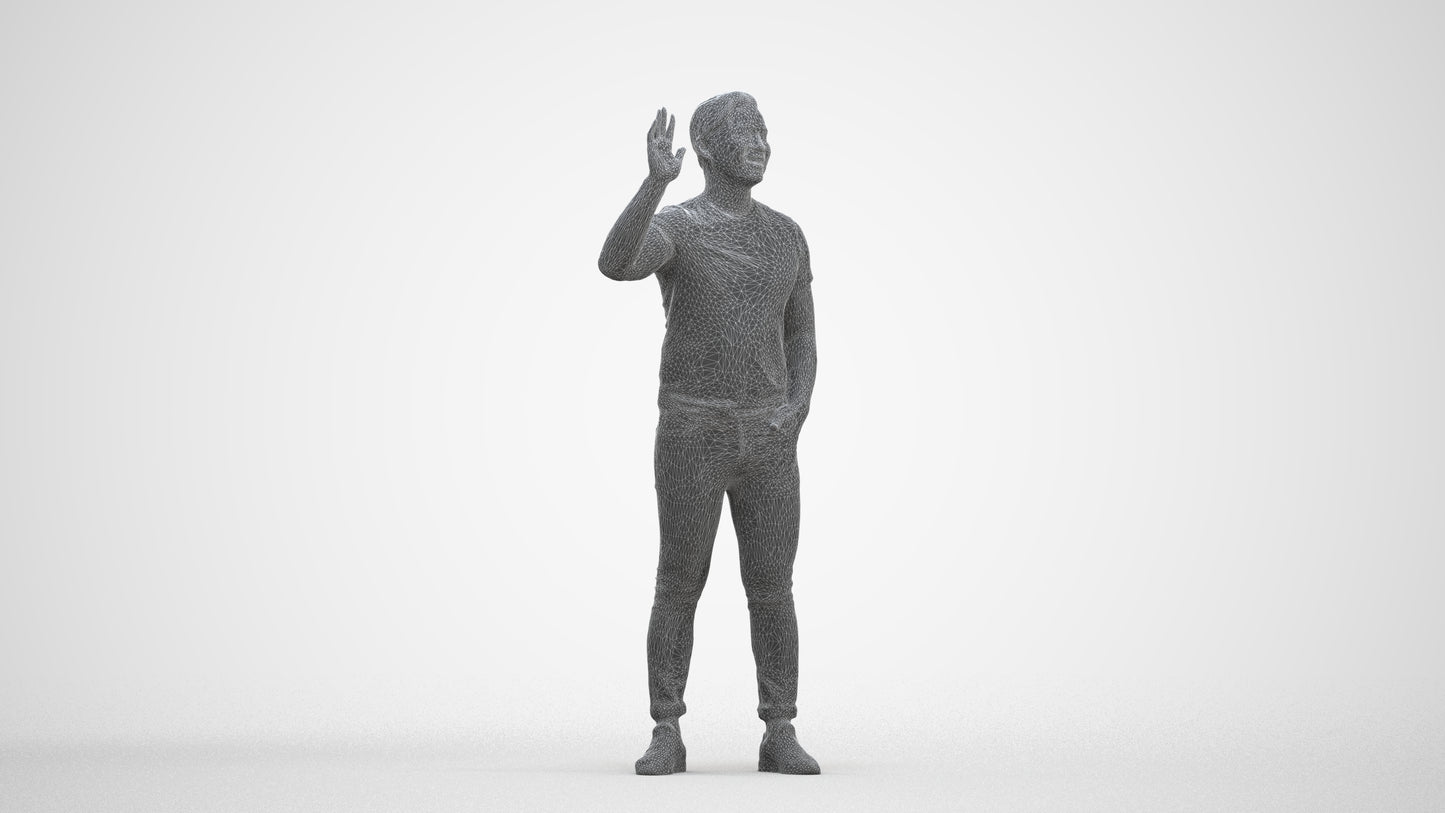 scanned 3D man casual standing, photogrammetry people for Enscape and V-Ray, three-quarter front view render