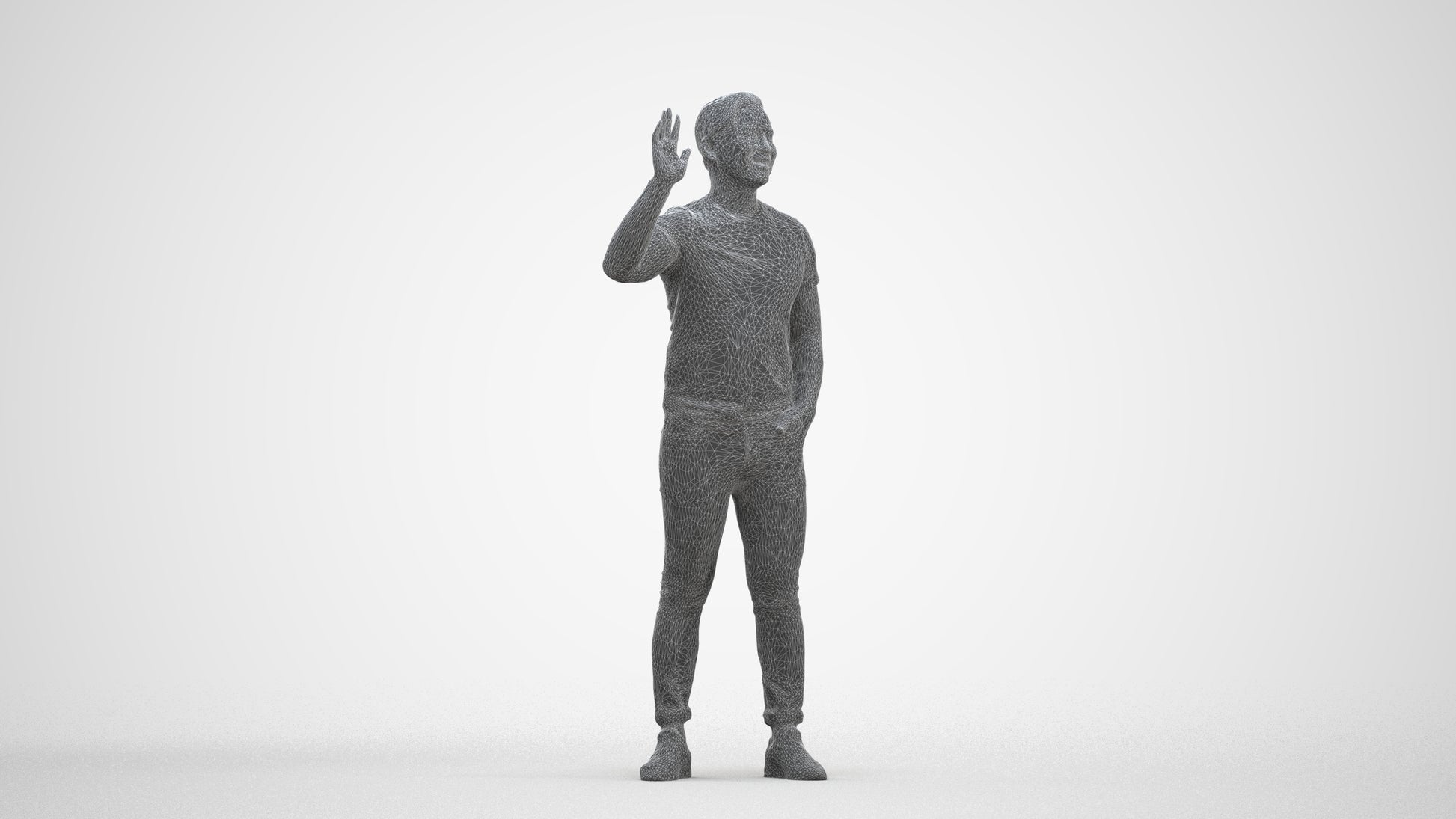 scanned 3D man casual standing, photogrammetry people for Enscape and V-Ray, three-quarter front view render