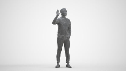 scanned 3D man casual standing, photogrammetry people for Enscape and V-Ray, three-quarter front view render
