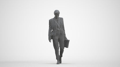scanned 3D woman business walking, photogrammetry people for Enscape and V-Ray, three-quarter front view render