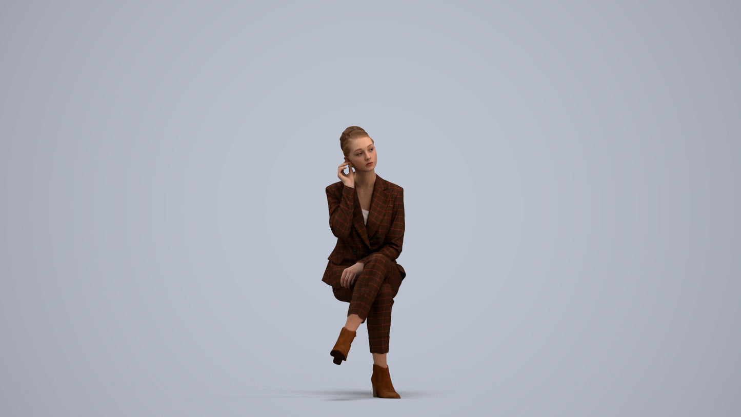 realistic 3D human woman business, archviz people FBX OBJ for Blender, standing pose render