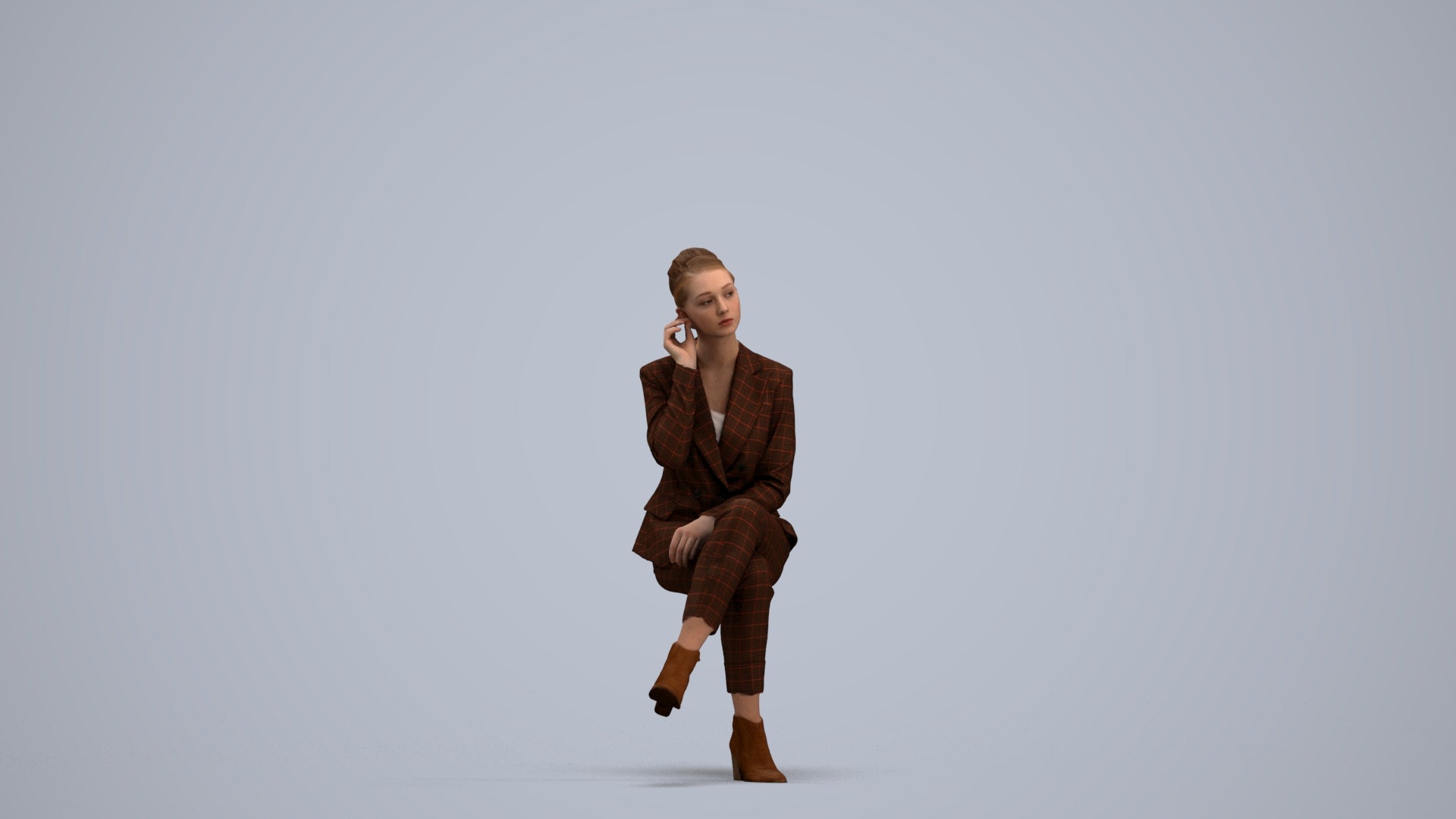 realistic 3D human woman business, archviz people FBX OBJ for Blender, standing pose render