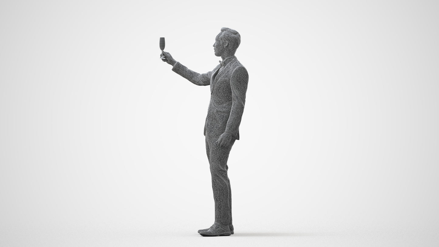 3D human model man formal cycling, photogrammetry scanned person for archviz, square thumbnail