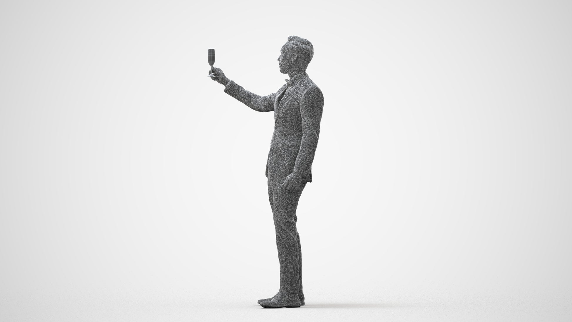 3D human model man formal cycling, photogrammetry scanned person for archviz, square thumbnail