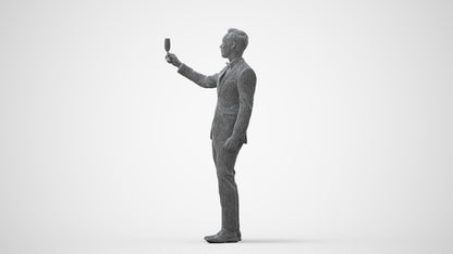 3D human model man formal cycling, photogrammetry scanned person for archviz, square thumbnail