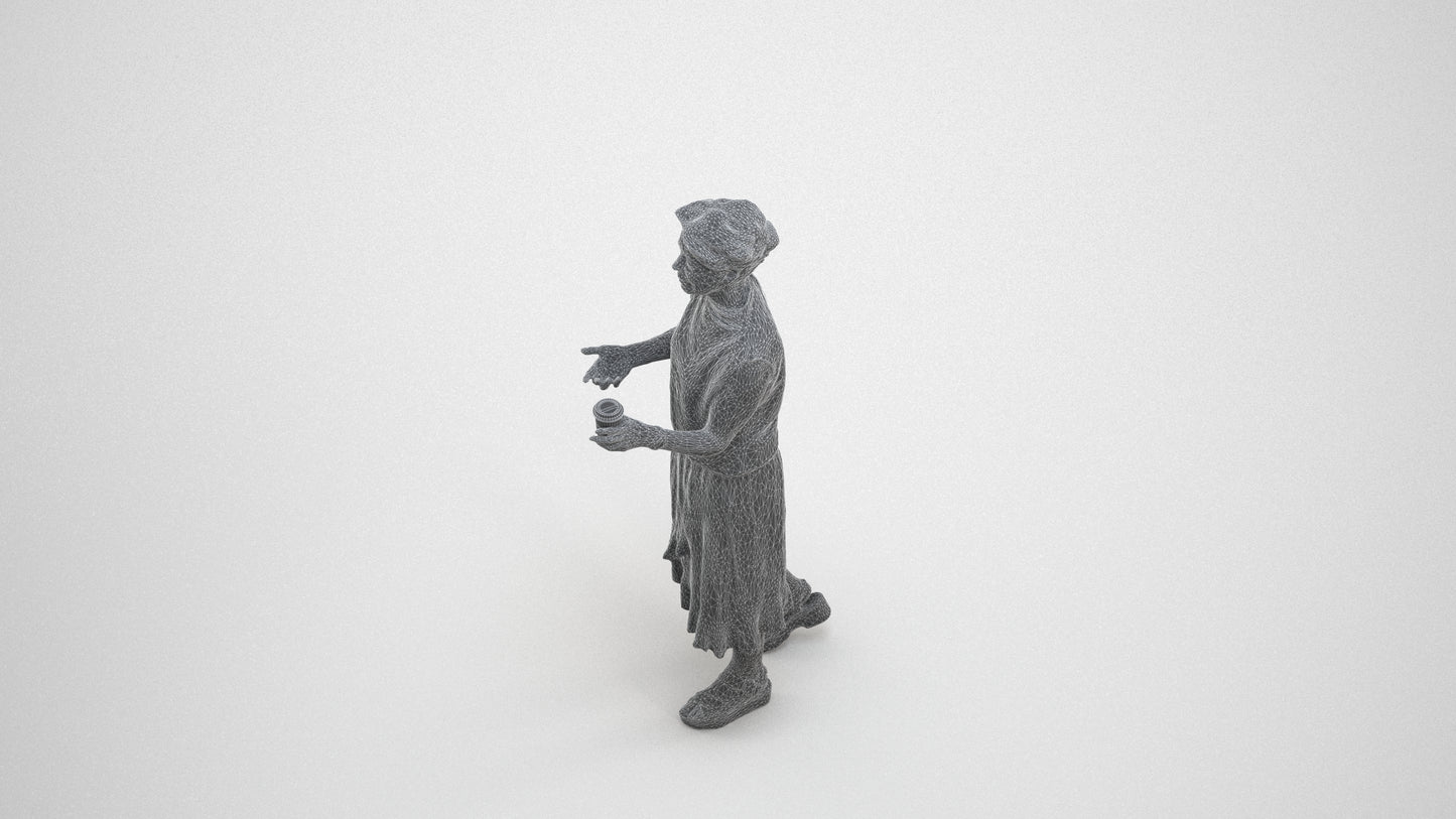 photogrammetry 3D woman casual standing, realistic human model archviz FBX, wireframe three-quarter view