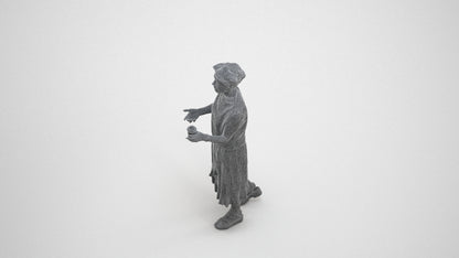 photogrammetry 3D woman casual standing, realistic human model archviz FBX, wireframe three-quarter view