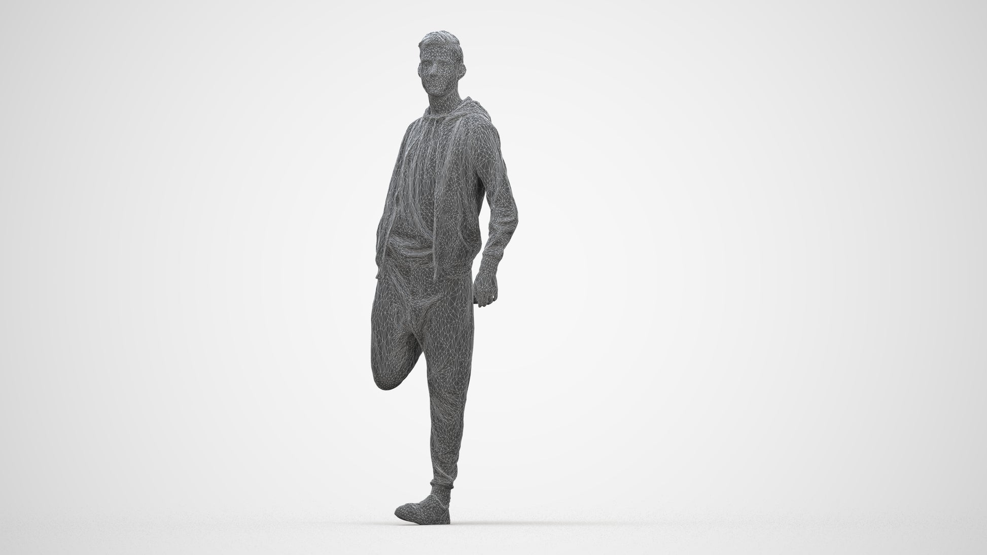 realistic 3D human man sport, archviz people FBX OBJ for Blender, wireframe back view