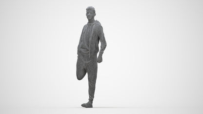 realistic 3D human man sport, archviz people FBX OBJ for Blender, wireframe back view